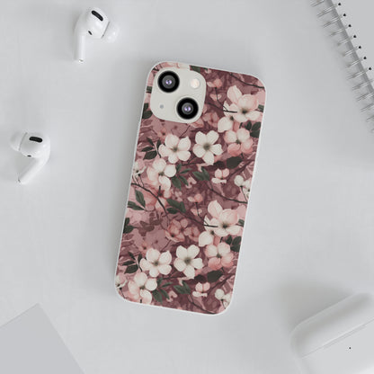 Sparse Dogwood Blossom Phone Case - Elegant Floral Design for Your Smartphone - Flexi Cases Phone Case Pattern Symphony iPhone 13 Mini  