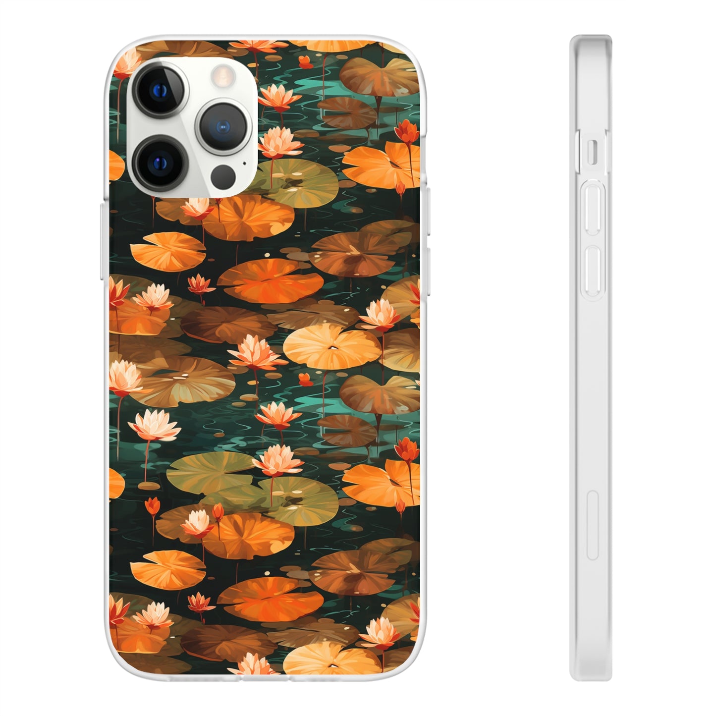 Orange Lotus Whisper: Autumn on the Water - Flexible Phone Case