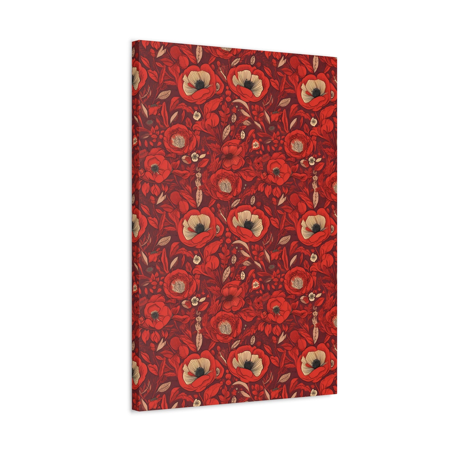 Radiant Spring Blossoms - Vibrant Red Floral Design - Wall Art Canvas