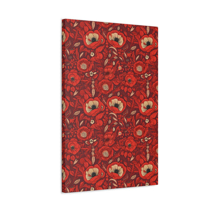 Radiant Spring Blossoms - Vibrant Red Floral Design - Wall Art Canvas