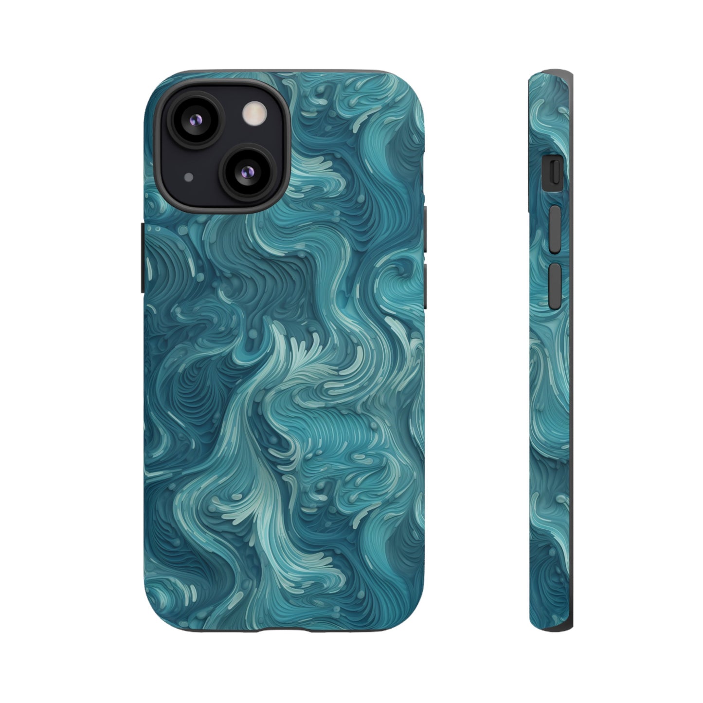 Azure Depths: Layered Blue Topographic Design Tough Phone Case