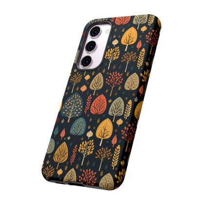 Mid-Century Mosaic: Dappled Leaves and Folk Imagery - Tough Phone Case