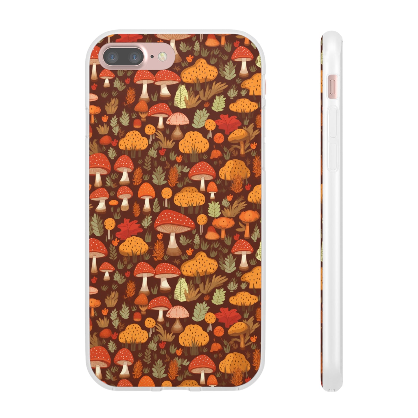 Autumn Spore Wonderland: Enchanting Mushroom and Leaf Designs - Flexible Phone Case