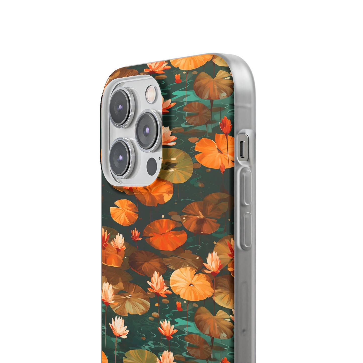 Orange Lotus Whisper: Autumn on the Water - Flexible Phone Case