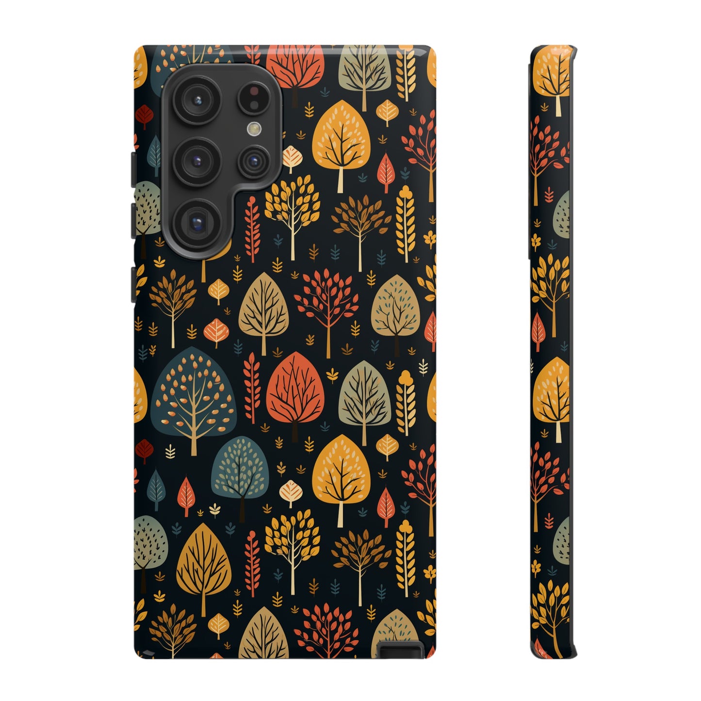 Mid-Century Mosaic: Dappled Leaves and Folk Imagery - Tough Phone Case