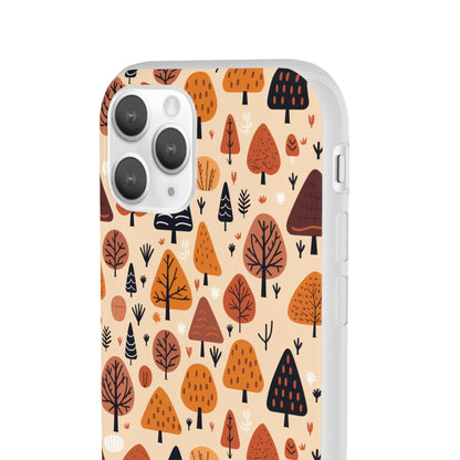 Terracotta Tree Tapestry: A Playful Autumn Mosaic - Flexible Phone Case