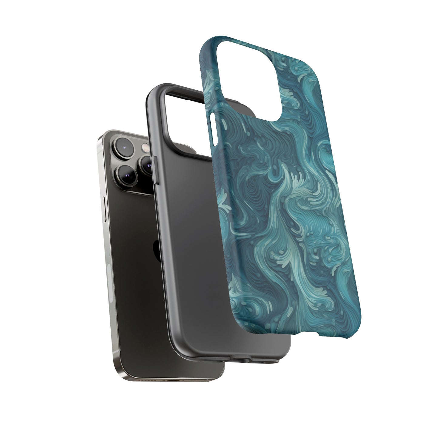 Azure Depths: Layered Blue Topographic Design Tough Phone Case