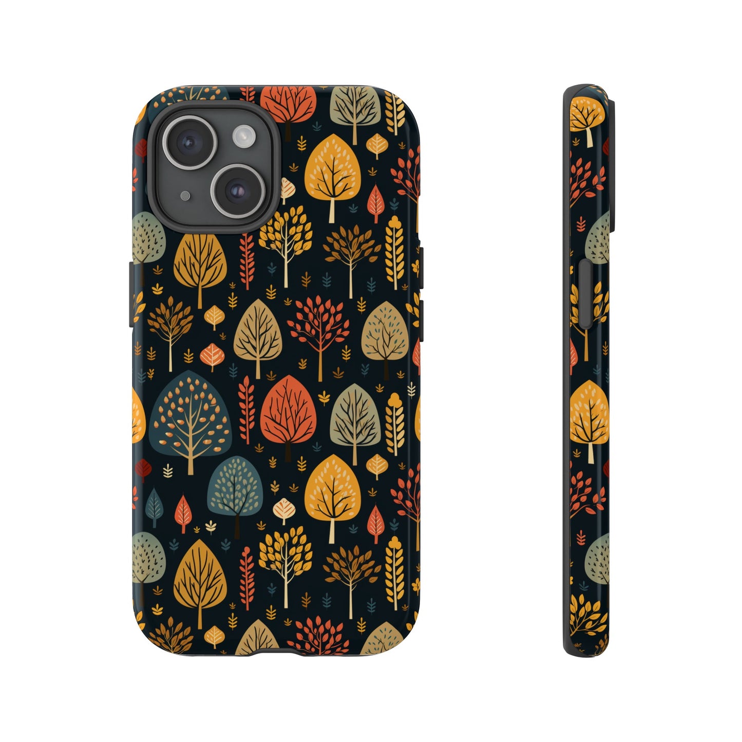 Mid-Century Mosaic: Dappled Leaves and Folk Imagery - Tough Phone Case