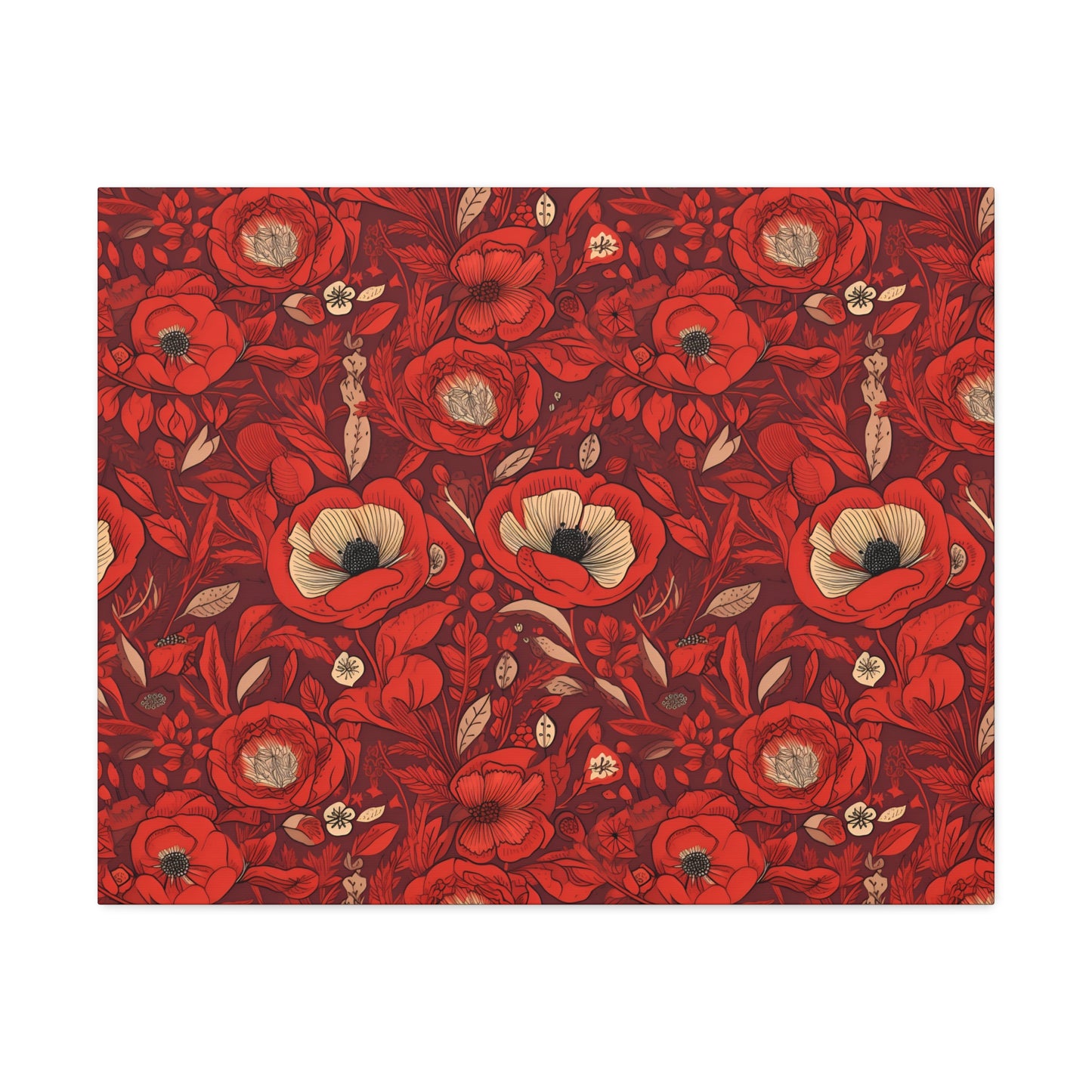 Radiant Spring Blossoms - Vibrant Red Floral Design - Wall Art Canvas