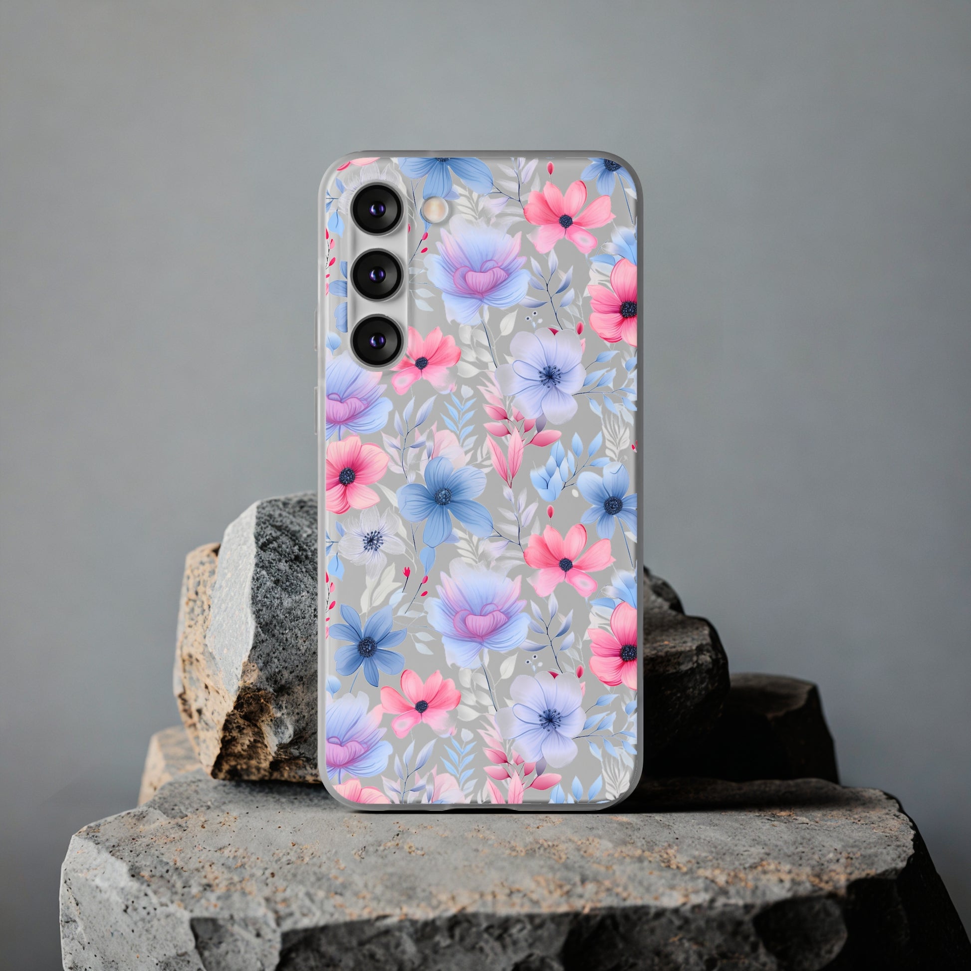 Floral Whispers - Soft Hues of Violets, Pinks, and Blues - Flexi Phone Case Phone Case Pattern Symphony   