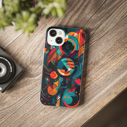 Vibrant Geometric Fusion Phone Case - Bold Squares & Circles Design - Flexi Cases Phone Case Pattern Symphony iPhone 14  