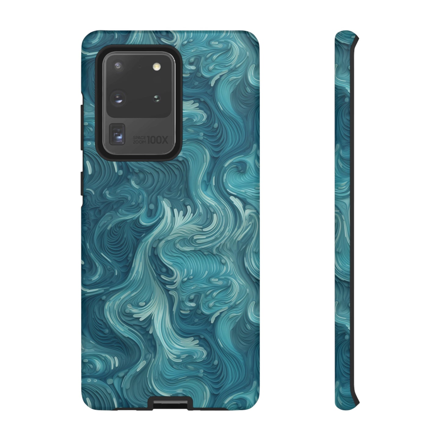 Azure Depths: Layered Blue Topographic Design Tough Phone Case