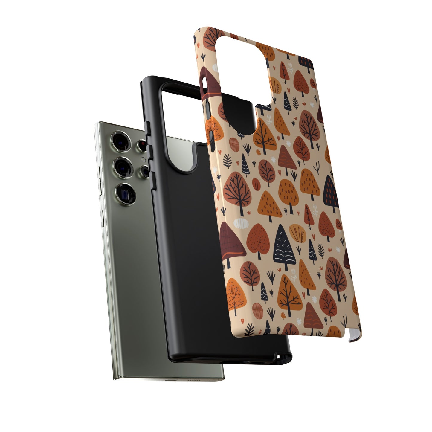 Terracotta Tree Tapestry: A Playful Autumn Mosaic - Tough Phone Case