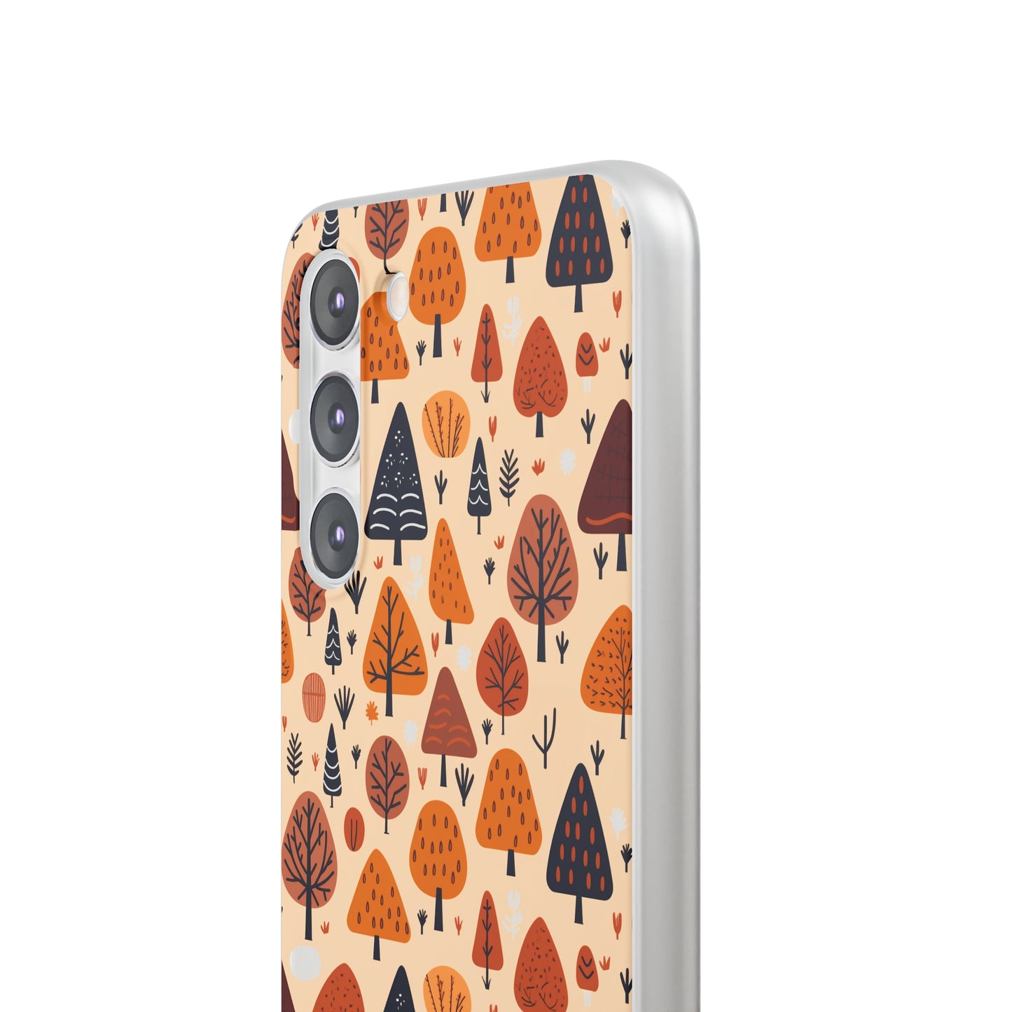 Terracotta Tree Tapestry: A Playful Autumn Mosaic - Flexible Phone Case