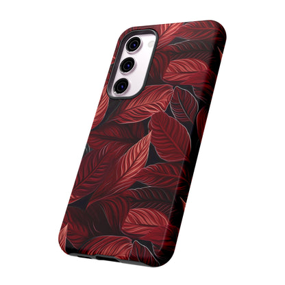 Scarlet Whispers: Lush Autumn Colours in Botanical Bliss - Tough Phone Case