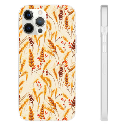 Golden Harvest: An Autumn Collage of Wheat and Berries - Flexible Phone Case