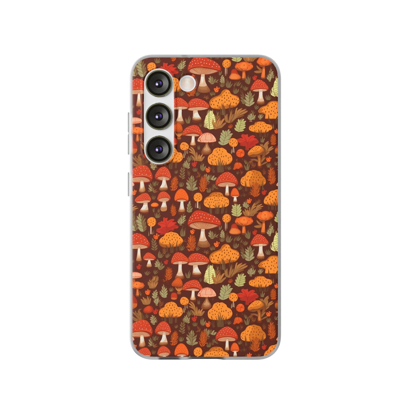 Autumn Spore Wonderland: Enchanting Mushroom and Leaf Designs - Flexible Phone Case