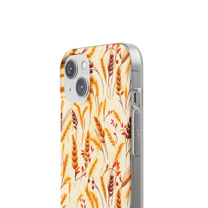 Golden Harvest: An Autumn Collage of Wheat and Berries - Flexible Phone Case