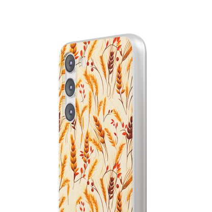 Golden Harvest: An Autumn Collage of Wheat and Berries - Flexible Phone Case