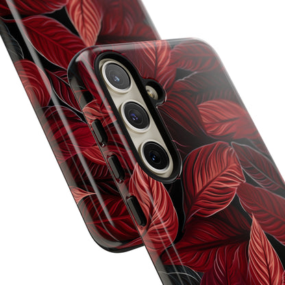 Scarlet Whispers: Lush Autumn Colours in Botanical Bliss - Tough Phone Case