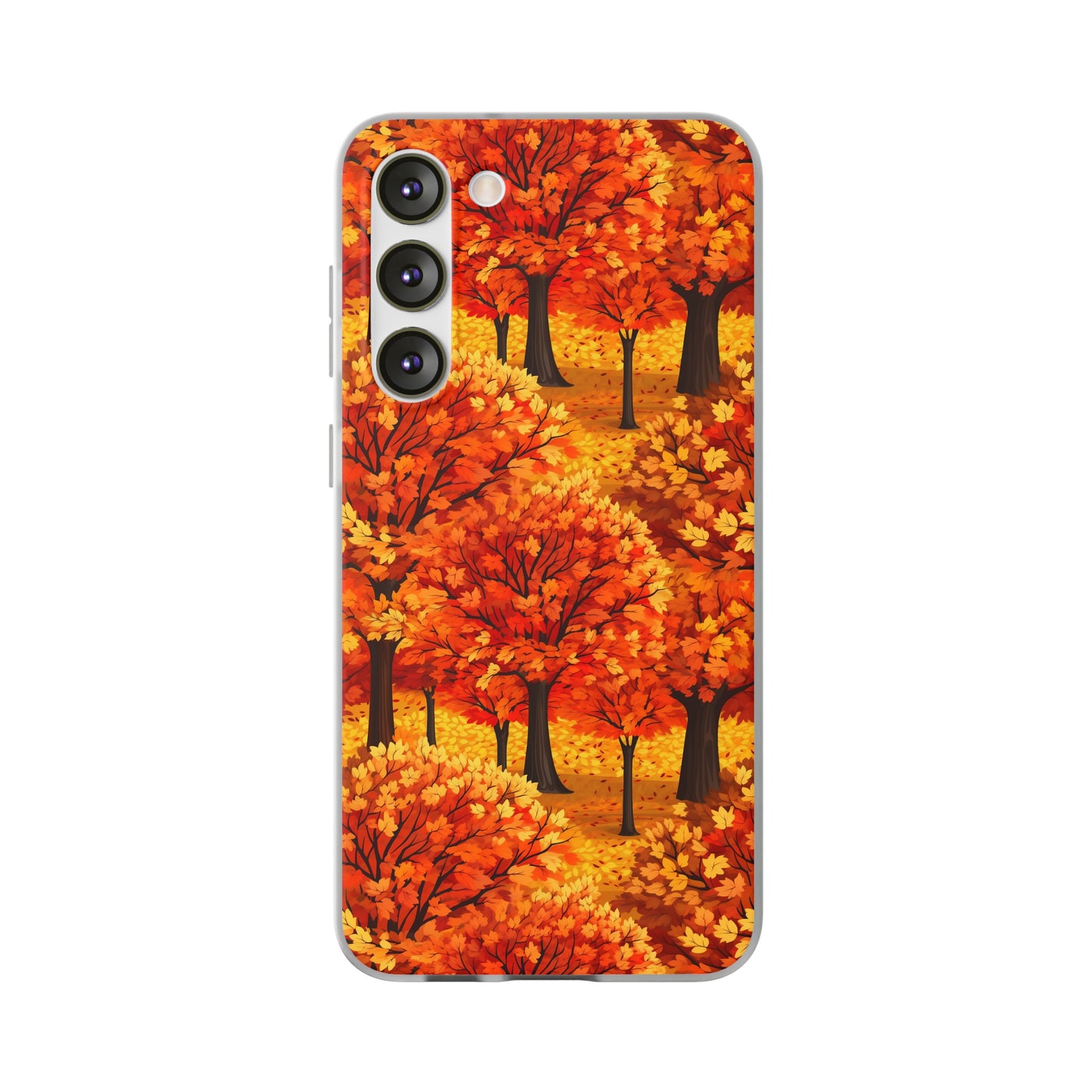 Impasto-Style Woodlands: High-Contrast Autumn Foliage - Flexible Phone Case