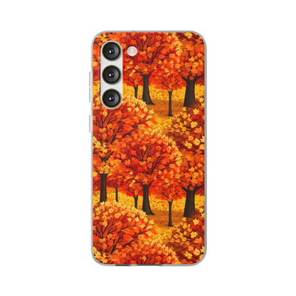 Impasto-Style Woodlands: High-Contrast Autumn Foliage - Flexible Phone Case