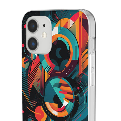 Vibrant Geometric Fusion Phone Case - Bold Squares & Circles Design - Flexi Cases Phone Case Pattern Symphony   