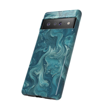 Azure Depths: Layered Blue Topographic Design Tough Phone Case