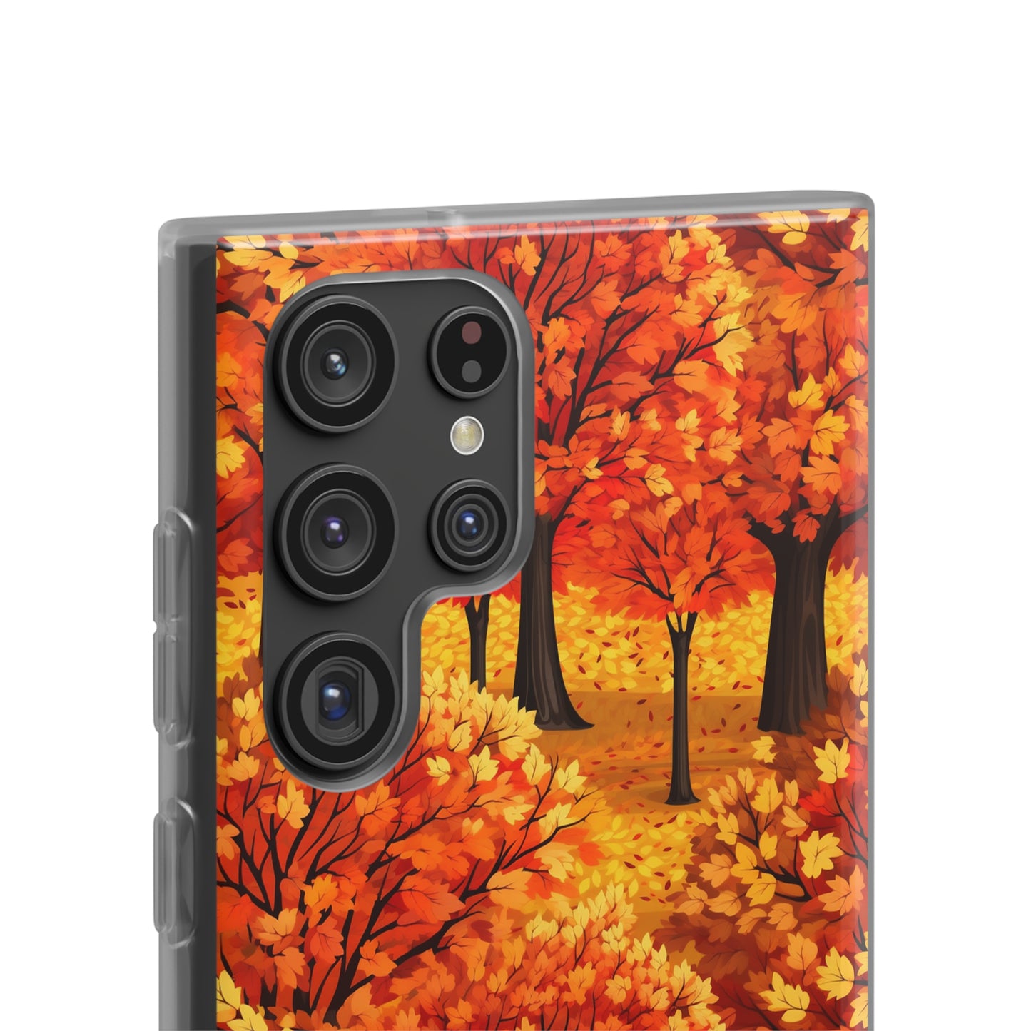 Impasto-Style Woodlands: High-Contrast Autumn Foliage - Flexible Phone Case