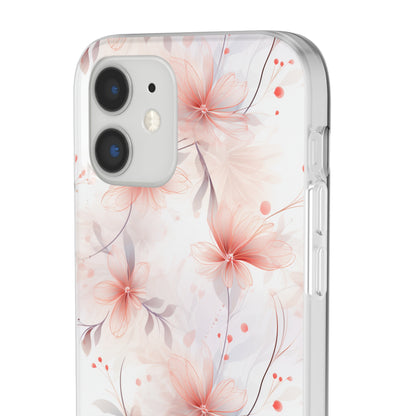 Whispering Petals: Subtle Grey & Pastel Red Gradient Phone Case