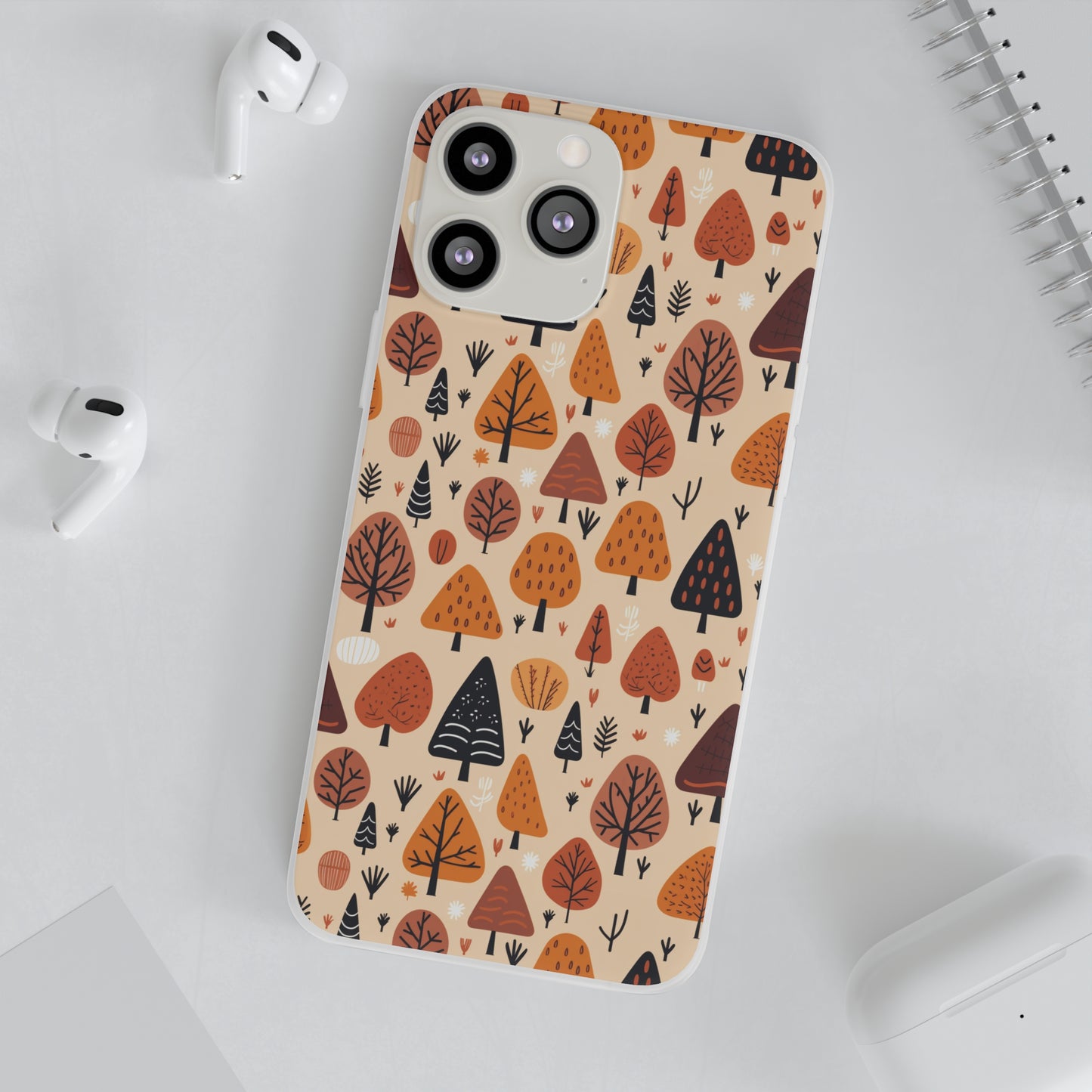 Terracotta Tree Tapestry: A Playful Autumn Mosaic - Flexible Phone Case