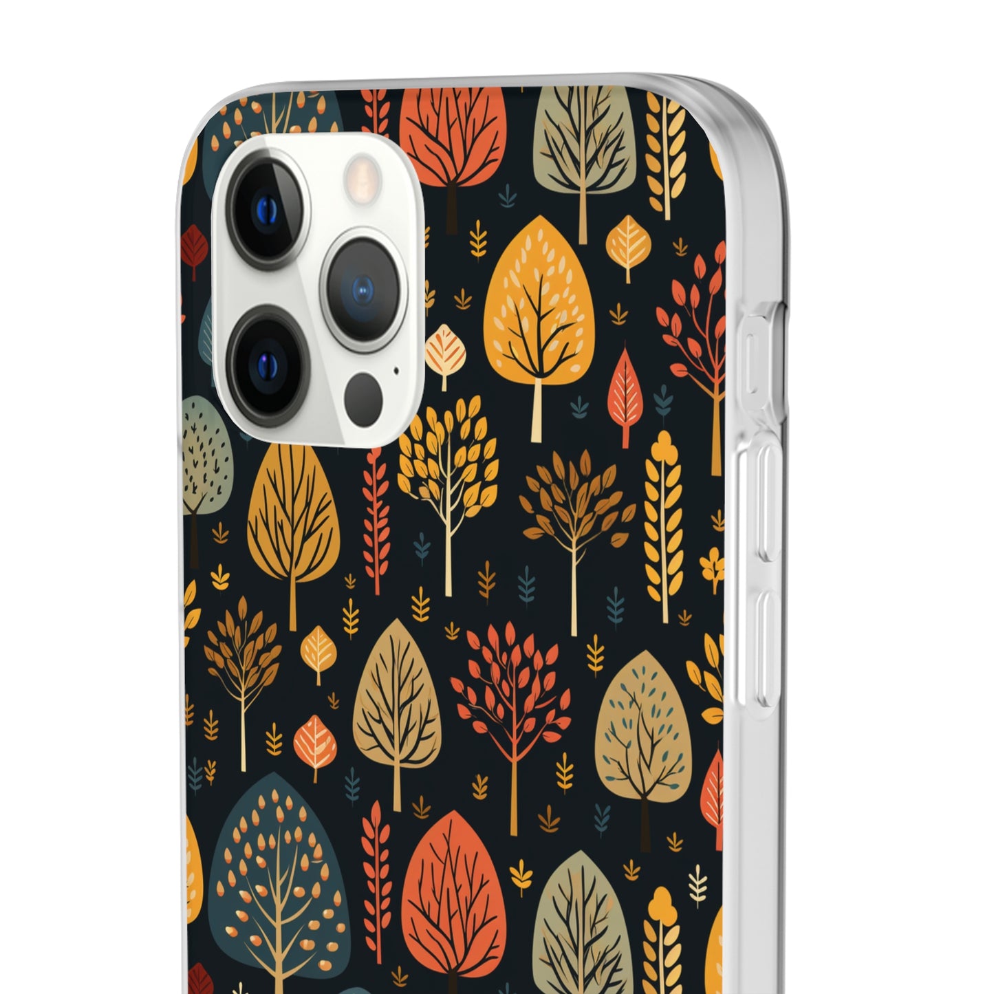 Mid-Century Mosaic: Dappled Leaves and Folk Imagery - Flexible Phone Case