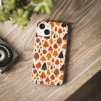 Terracotta Tree Tapestry: A Playful Autumn Mosaic - Flexible Phone Case