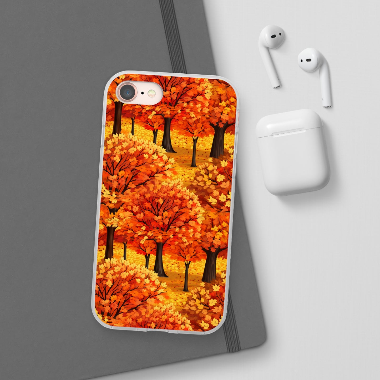 Impasto-Style Woodlands: High-Contrast Autumn Foliage - Flexible Phone Case