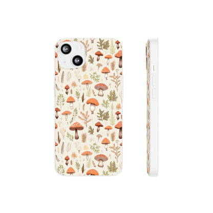 Mushroom Haven - Autumnal Tones Botanical illustration - Flexible Phone Case