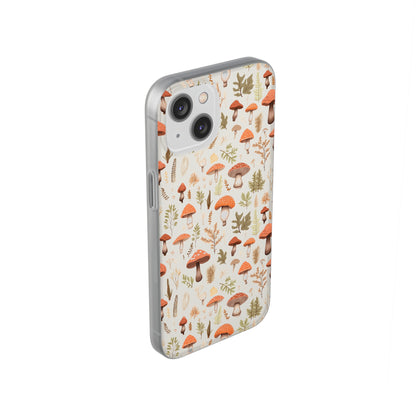 Mushroom Haven - Autumnal Tones Botanical illustration - Flexible Phone Case