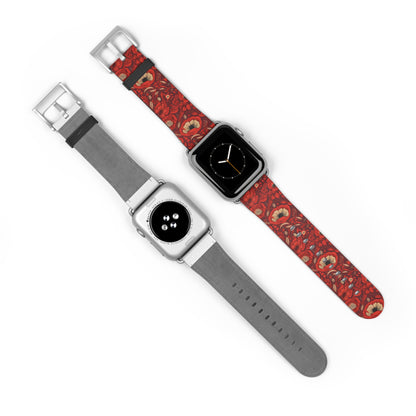 Radiant Spring Blossoms - Vibrant Red Floral Design - Apple Watch Strap