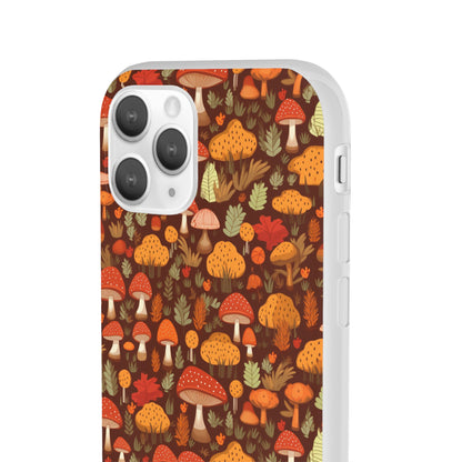 Autumn Spore Wonderland: Enchanting Mushroom and Leaf Designs - Flexible Phone Case