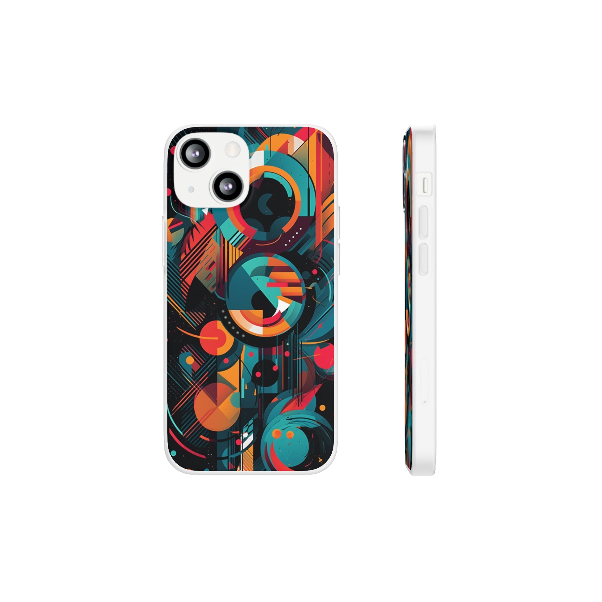 Vibrant Geometric Fusion Phone Case - Bold Squares & Circles Design - Flexi Cases Phone Case Pattern Symphony   