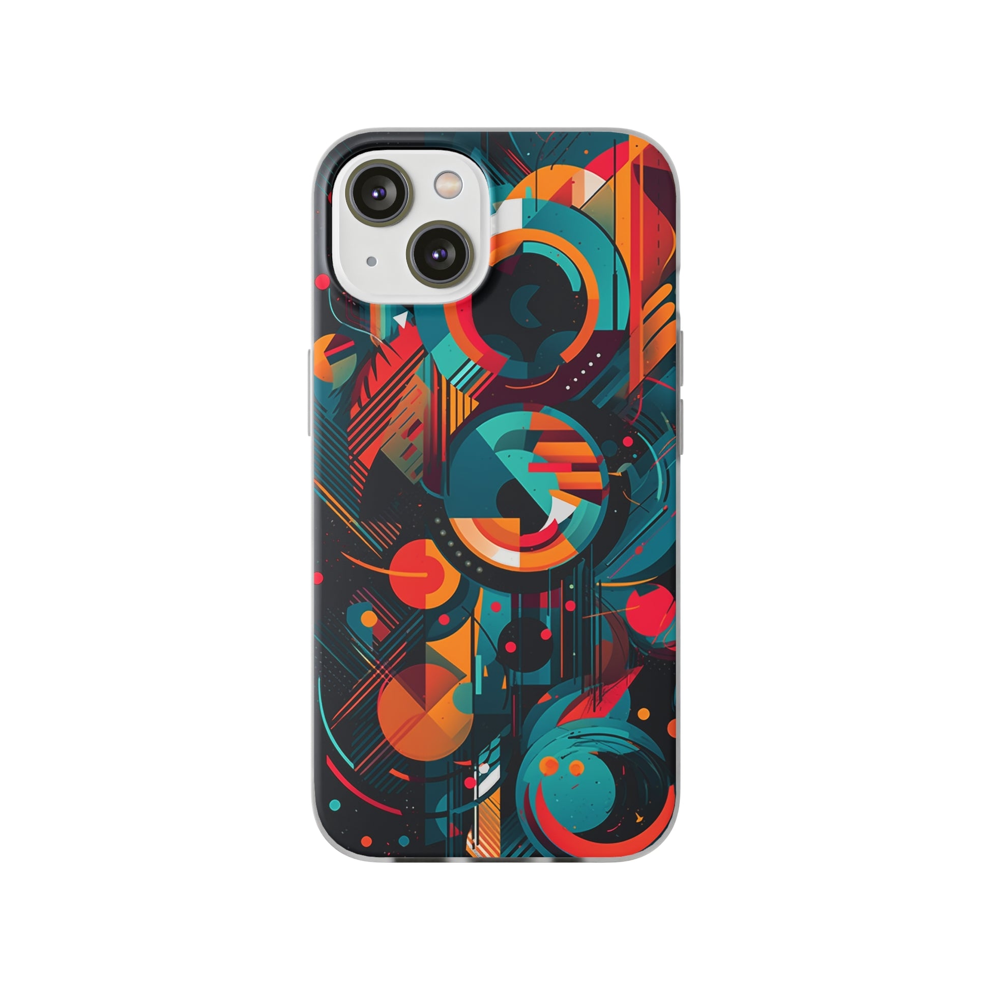 Vibrant Geometric Fusion Phone Case - Bold Squares & Circles Design - Flexi Cases Phone Case Pattern Symphony   