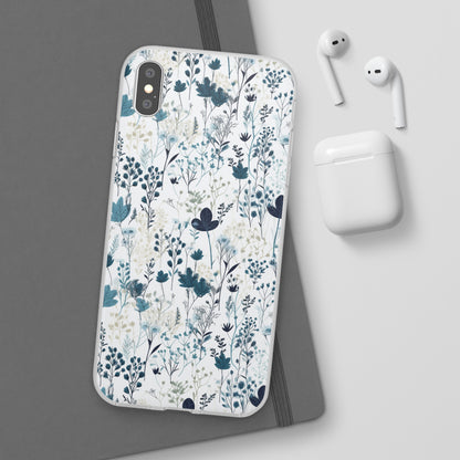 Serene Blue Wildflower Phone Case - Elegant White Background Design - Spring Collection - Flexi Cases Phone Case Pattern Symphony iPhone XS MAX with gift packaging  