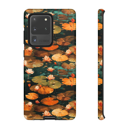 Orange Lotus Whisper: Autumn on the Water - Tough Phone Case