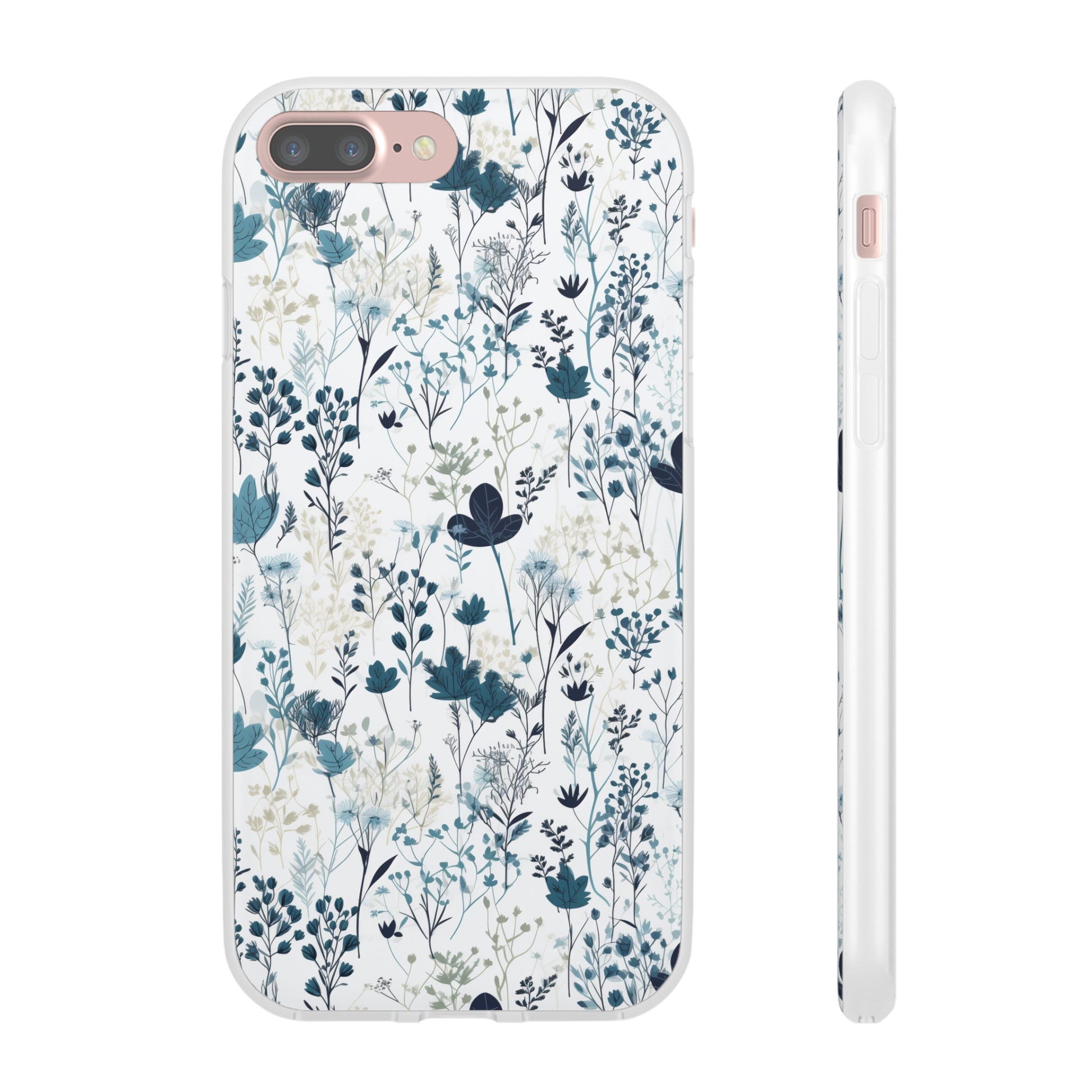 Serene Blue Wildflower Phone Case - Elegant White Background Design - Spring Collection - Flexi Cases Phone Case Pattern Symphony   