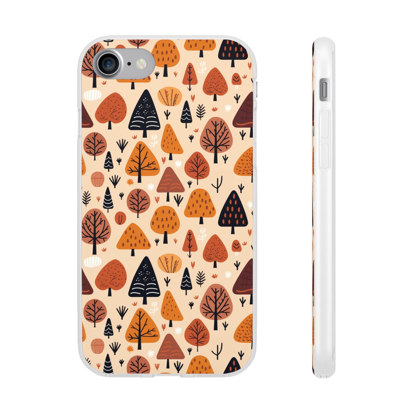 Terracotta Tree Tapestry: A Playful Autumn Mosaic - Flexible Phone Case