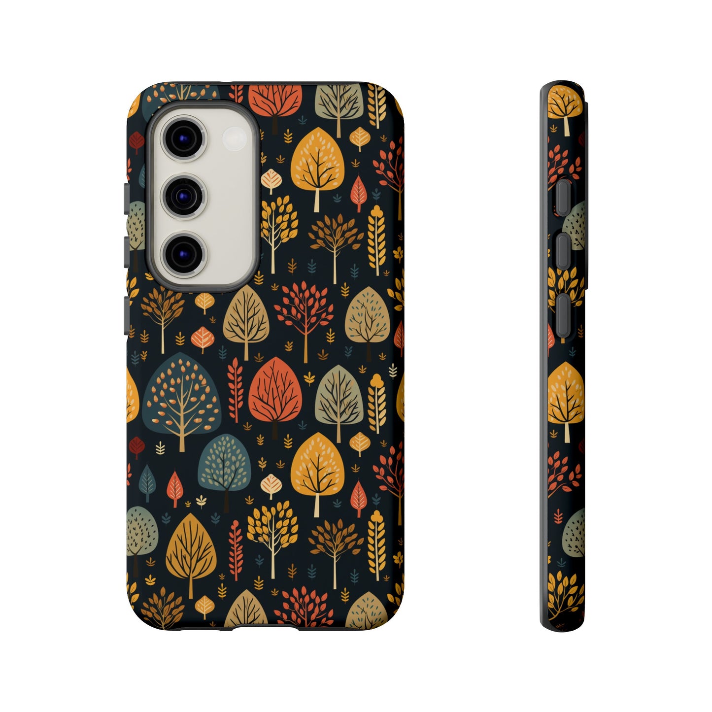 Mid-Century Mosaic: Dappled Leaves and Folk Imagery - Tough Phone Case