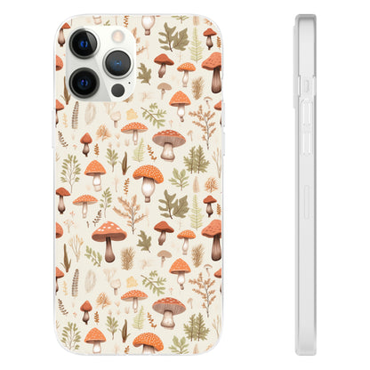 Mushroom Haven - Autumnal Tones Botanical illustration - Flexible Phone Case