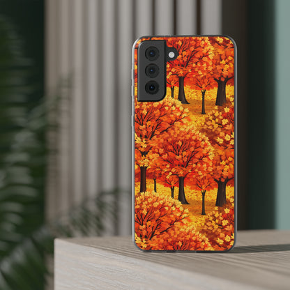 Impasto-Style Woodlands: High-Contrast Autumn Foliage - Flexible Phone Case