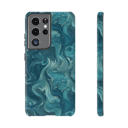 Azure Depths: Layered Blue Topographic Design Tough Phone Case