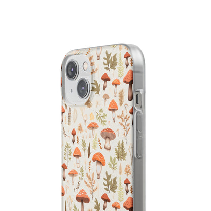 Mushroom Haven - Autumnal Tones Botanical illustration - Flexible Phone Case