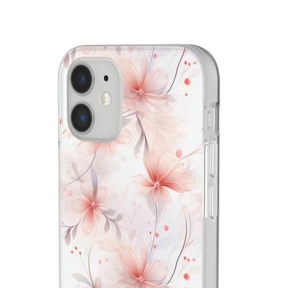 Whispering Petals: Subtle Grey & Pastel Red Gradient Phone Case